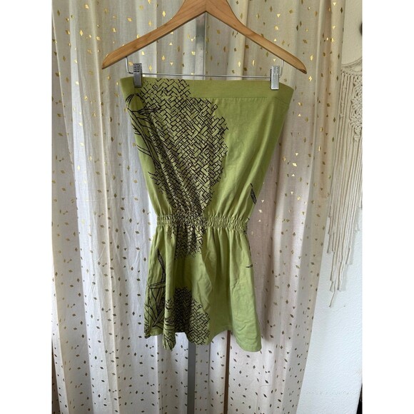 Wahine Toa Designs Dresses & Skirts - Wahine Toa Designs 100% Cotton Lauhala Strapless Cinched Waist Mini Dress M